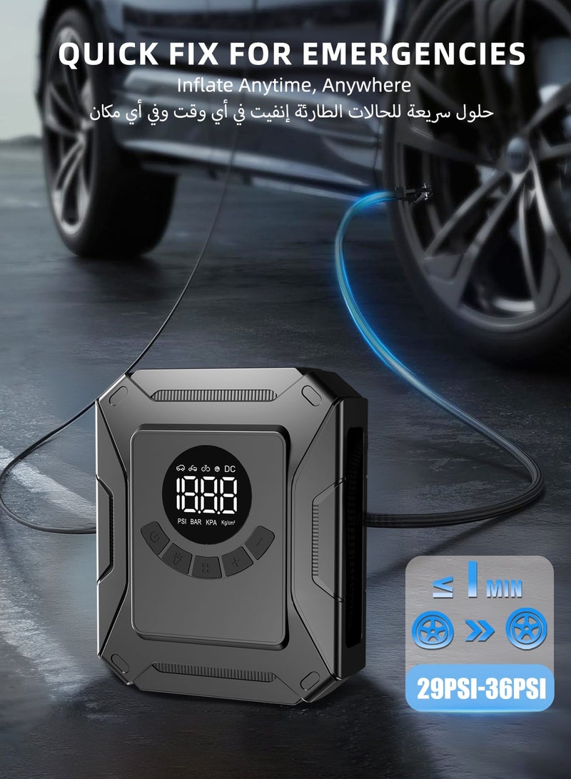 Tire Inflator Portable Air Compressor, DC 12V Air Compressor Portable with Digital Pressure Gauge, 3X Faster Inflation Air Pump for Car, Bike, Ball - Image 3